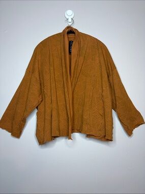 KALIYANA Oversized Textured Kimono Jacket Size 2 Mustard Yellow